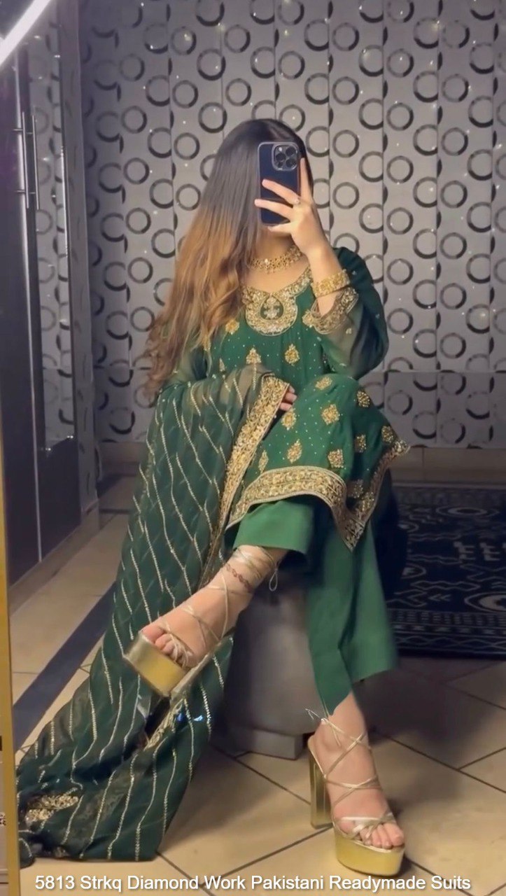 5813 Strkq Diamond Work Pakistani Readymade Suits