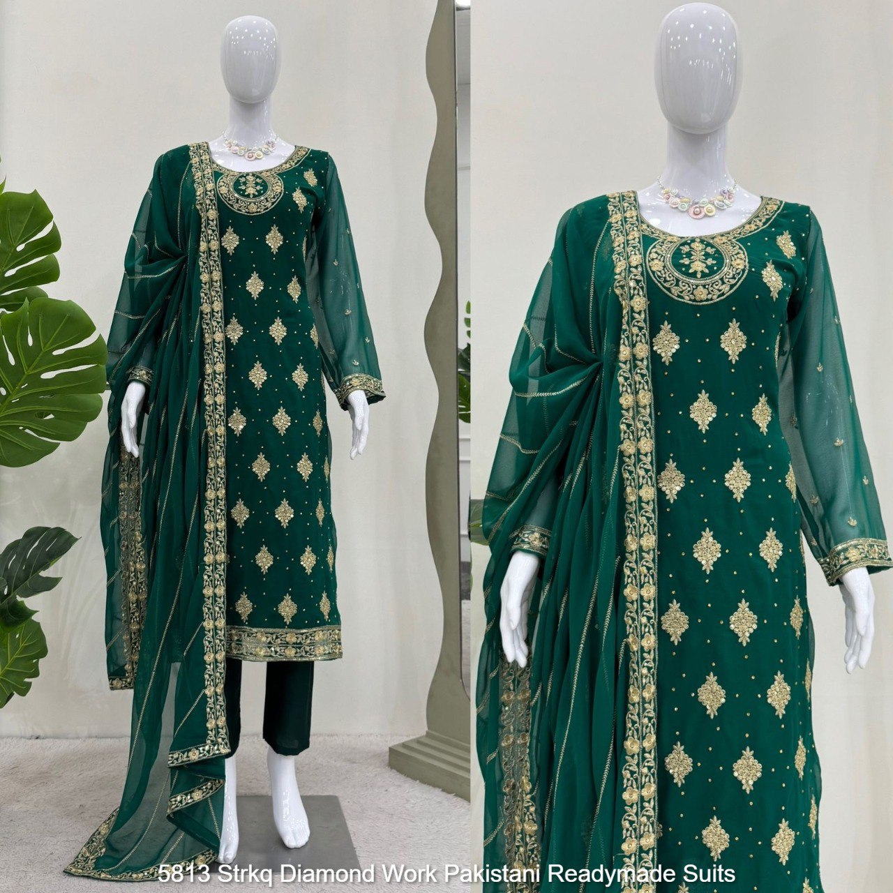 5813 Strkq Diamond Work Pakistani Readymade Suits