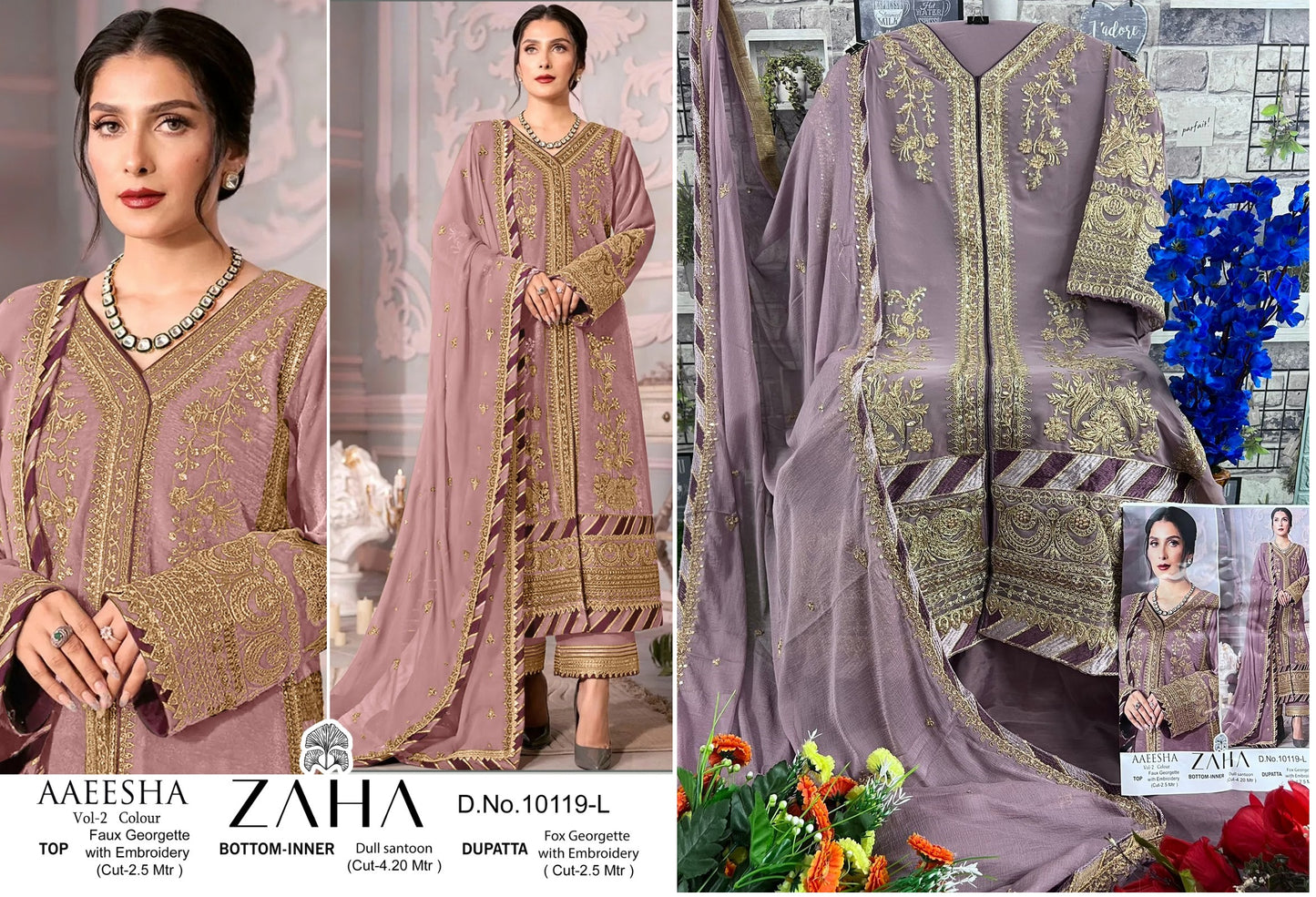 10119L Zaha Pakistani Salwar Suits