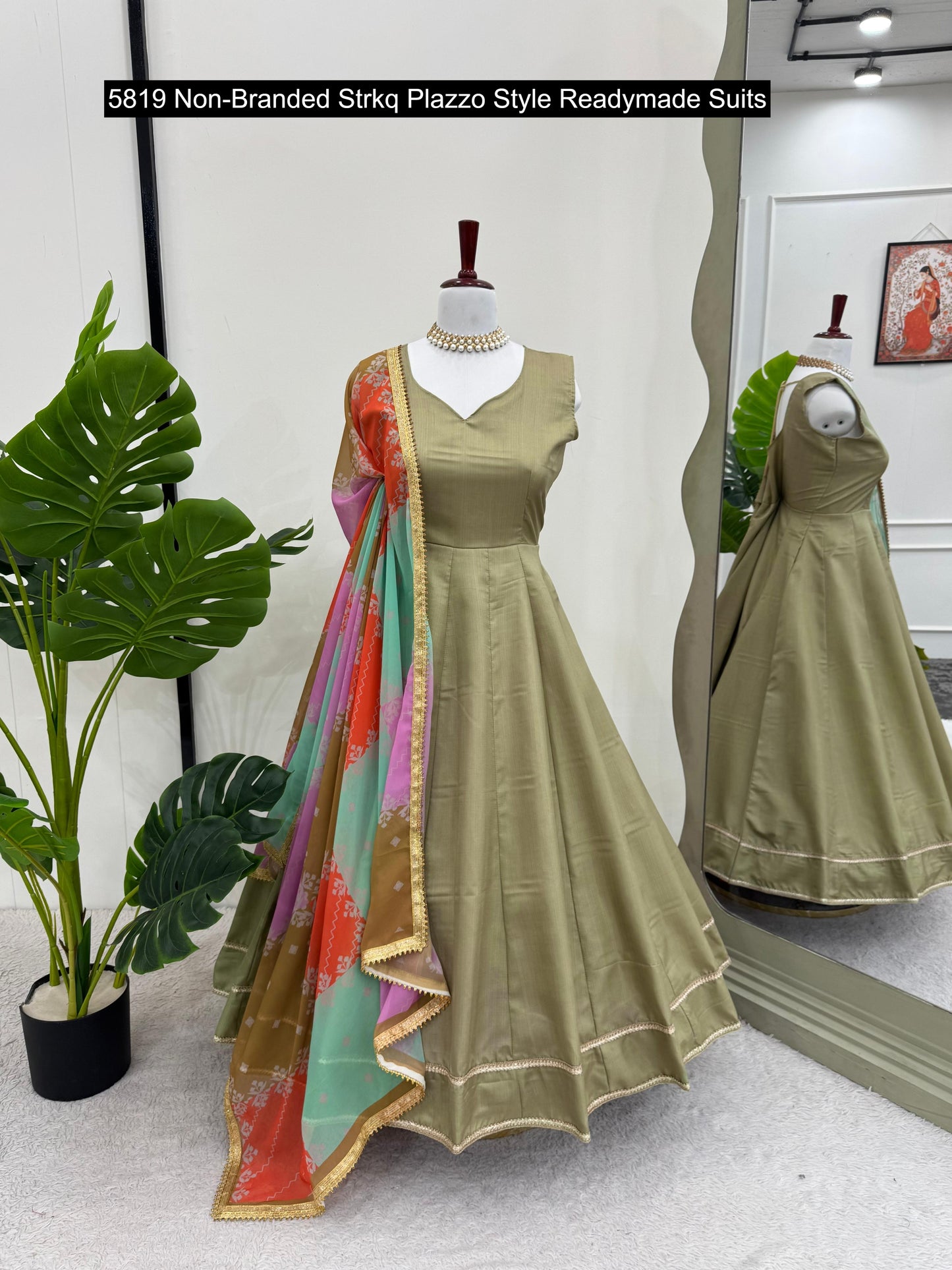 5819 Non-Branded Strkq Plazzo Style Readymade Suits