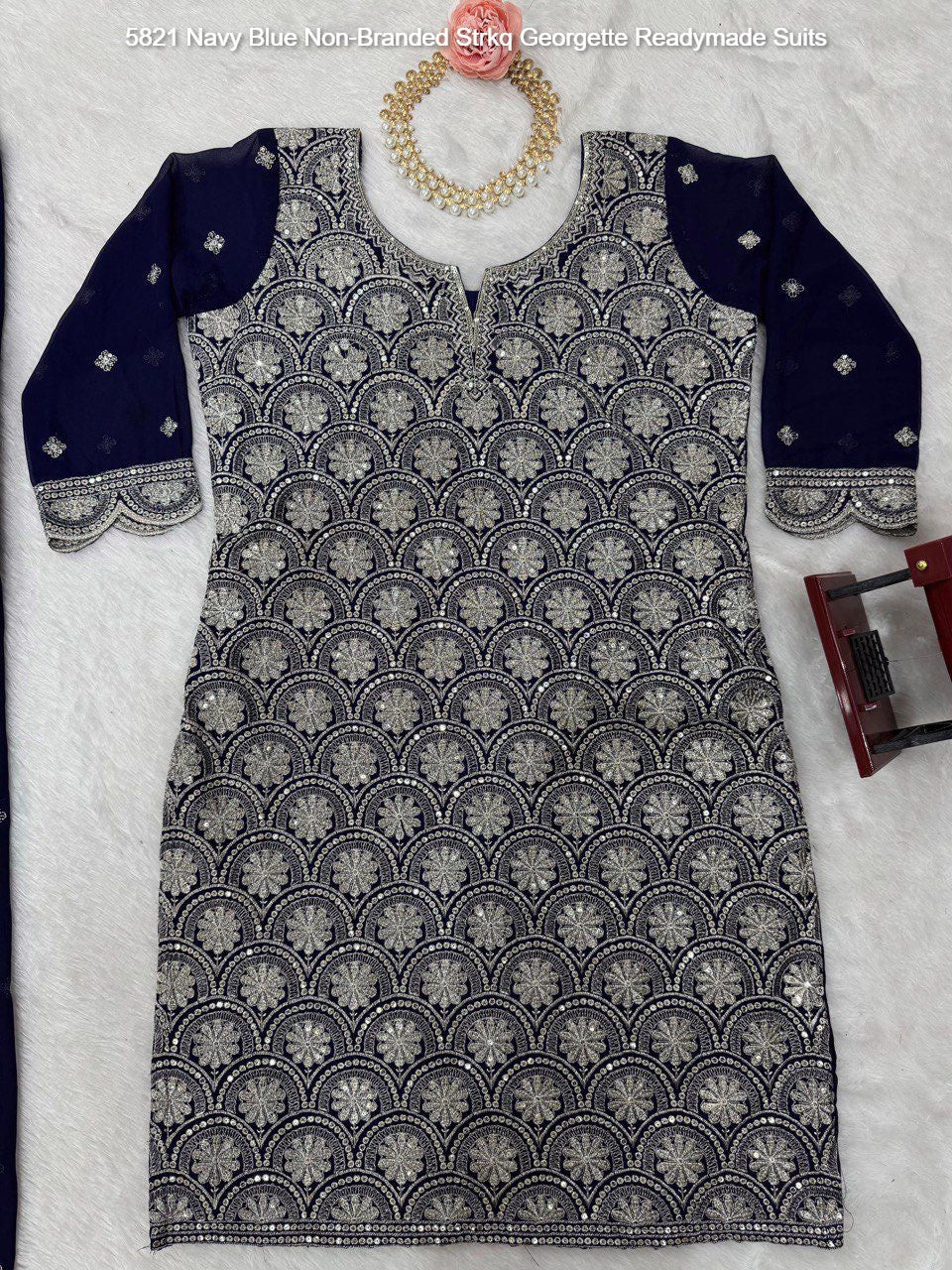 5821 Navy Blue Non-Branded Strkq Georgette Readymade Suits
