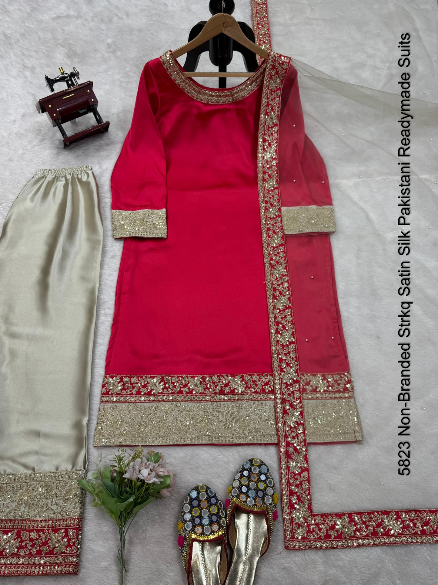5823 Non-Branded Strkq Satin Silk Pakistani Readymade Suits
