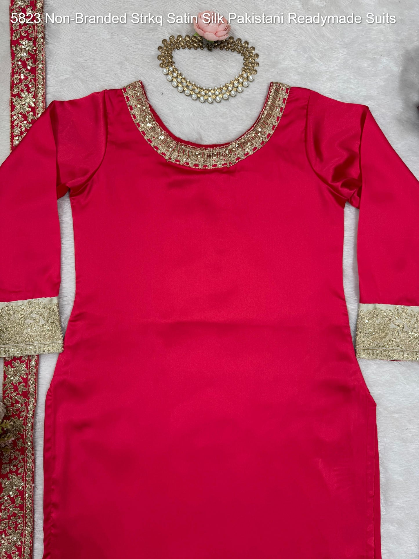 5823 Non-Branded Strkq Satin Silk Pakistani Readymade Suits