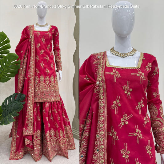 5828 Pink Non-Branded Strkq Simmer Silk Pakistani Readymade Suits