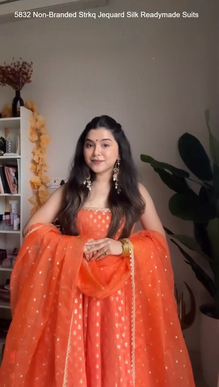 5832 Non-Branded Strkq Jequard Silk Readymade Suits