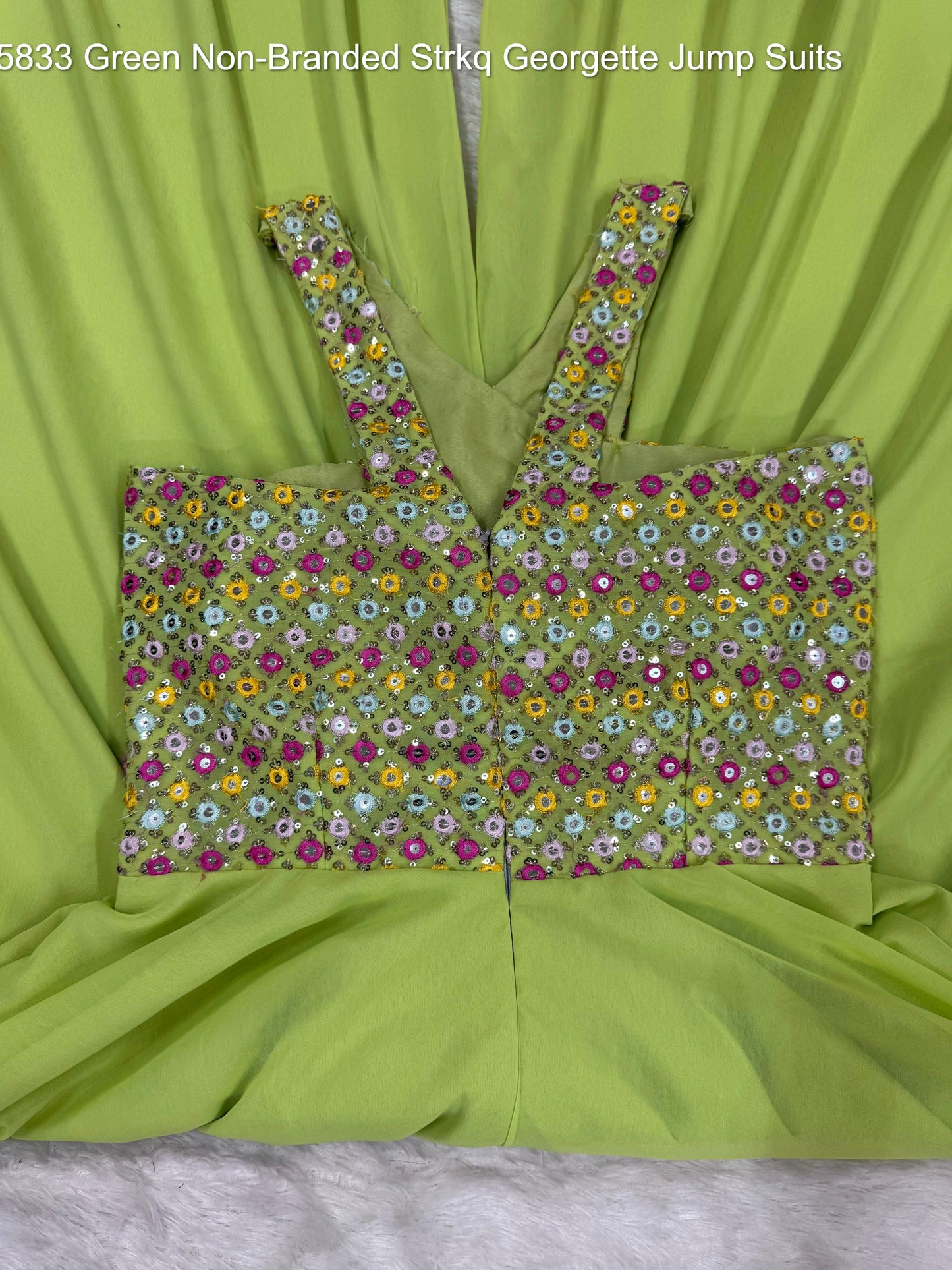 5833 Green Non-Branded Strkq Georgette Jump Suits