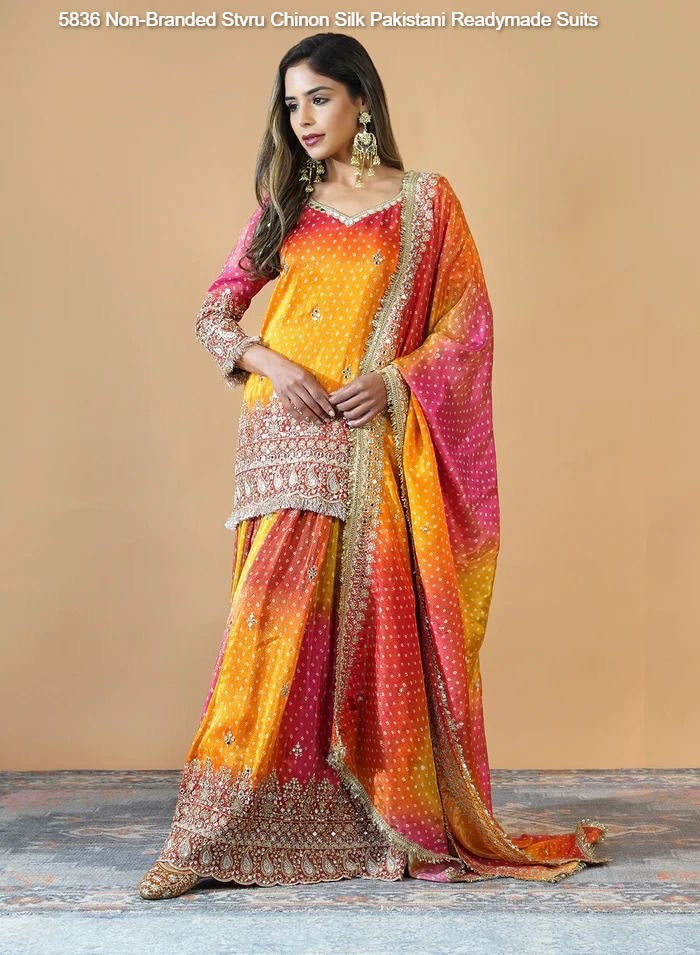 5836 Non-Branded Stvru Chinon Silk Pakistani Readymade Suits