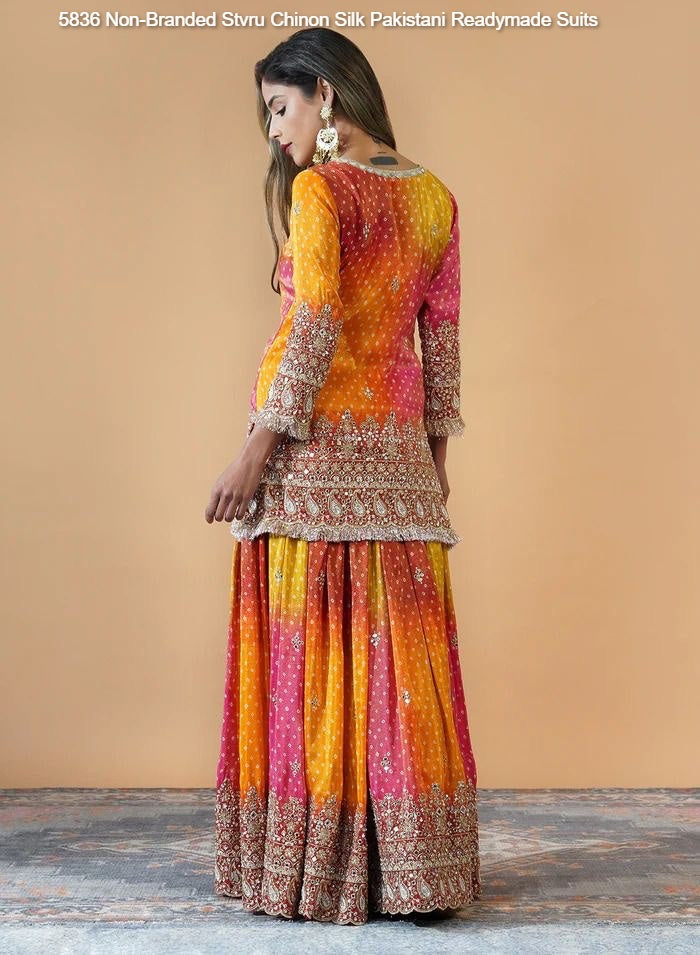 5836 Non-Branded Stvru Chinon Silk Pakistani Readymade Suits