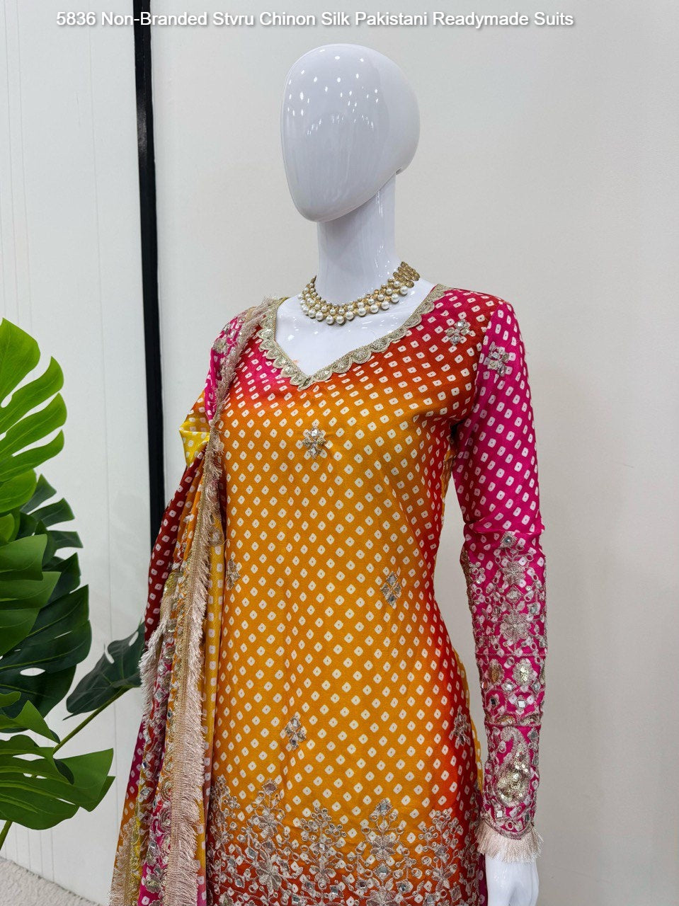 5836 Non-Branded Stvru Chinon Silk Pakistani Readymade Suits