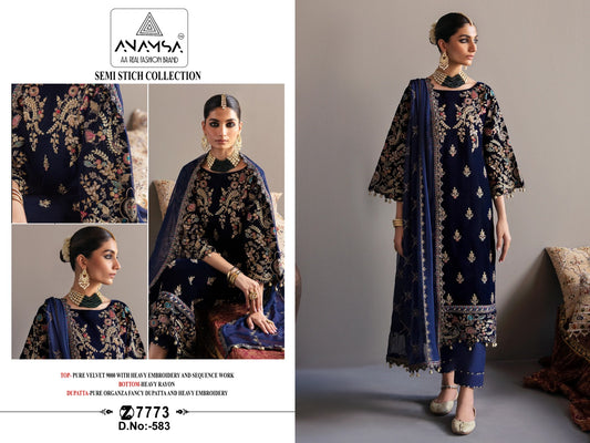 583 Anamsa Embroidered Velvet Suits