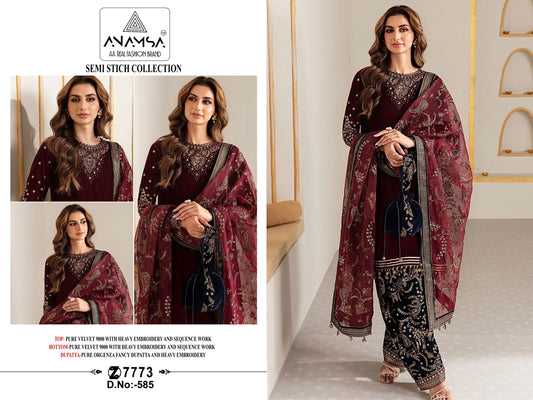 585 Anamsa Embroidered Velvet Suits