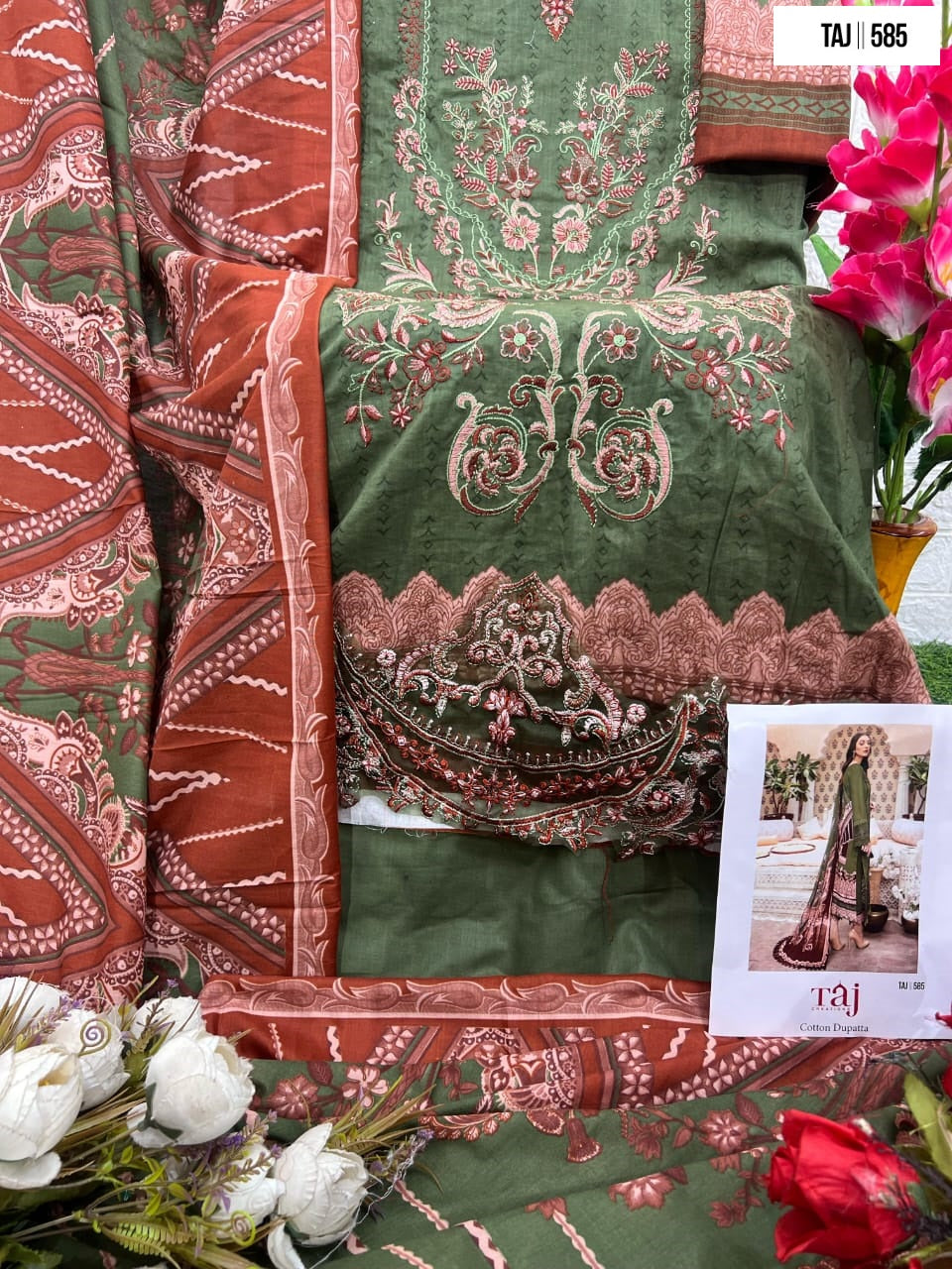 585 Taj Creations Cotton Pakistani Salwar Suits