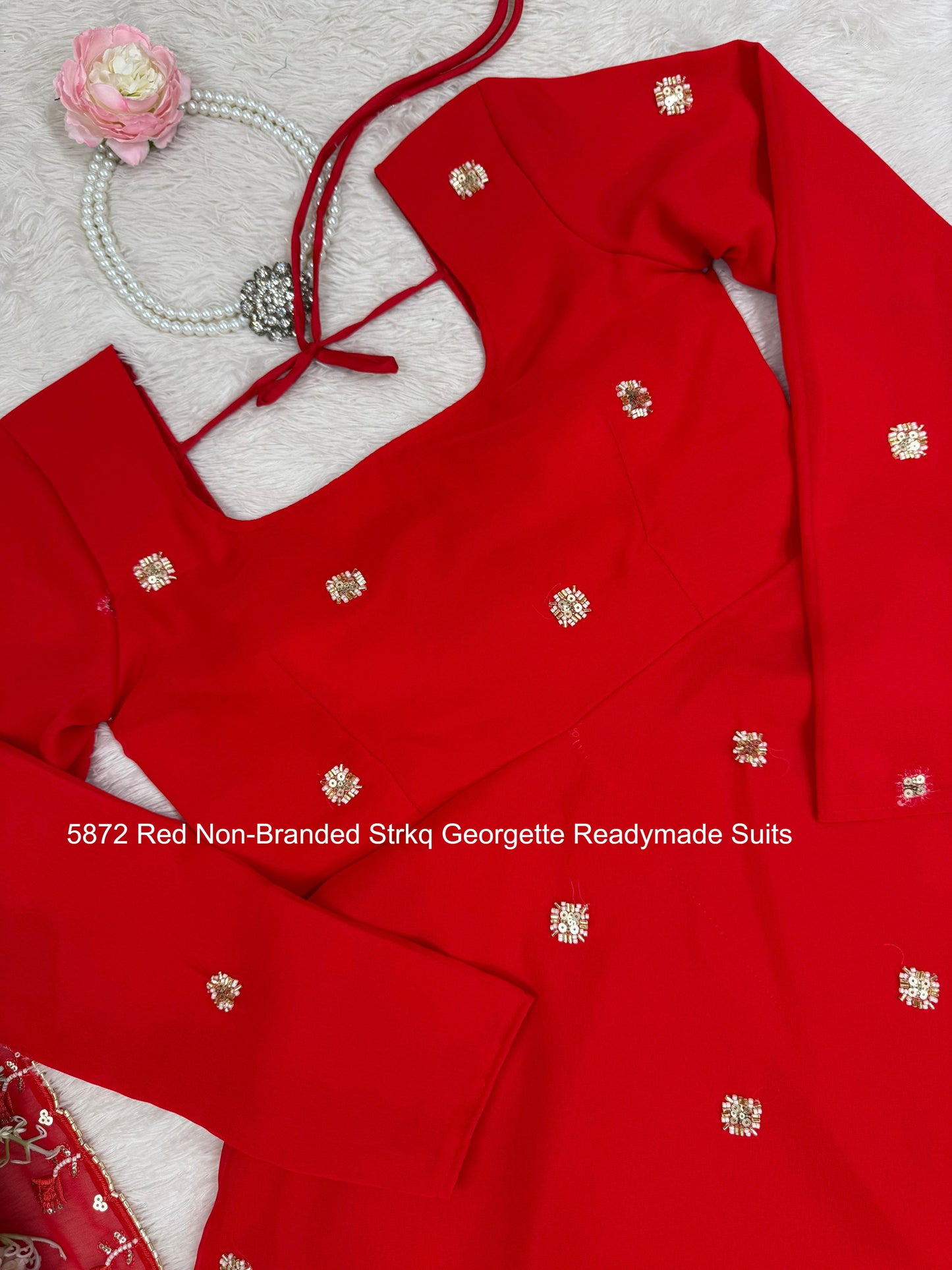 5872 Red Non-Branded Strkq Georgette Readymade Suits