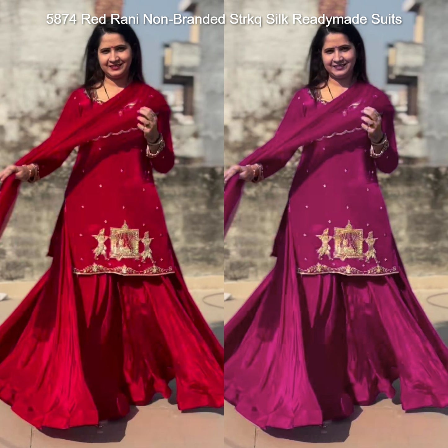 5874 Red Rani Non-Branded Strkq Silk Readymade Suits