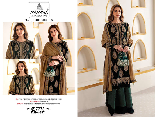 587 Anamsa Embroidered Velvet Suits