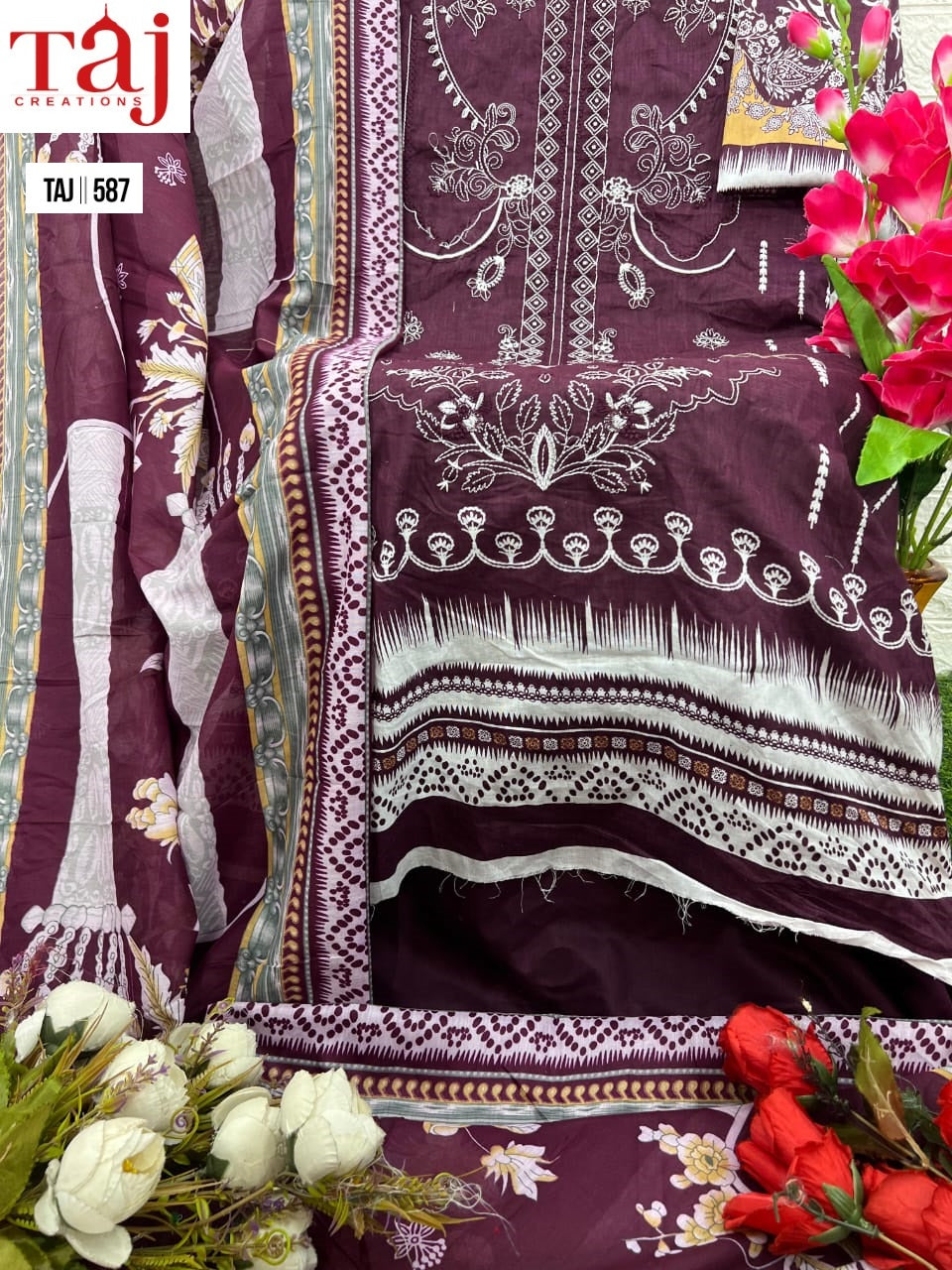 587 Taj Creations Embroidery Pakistani Salwar Suits