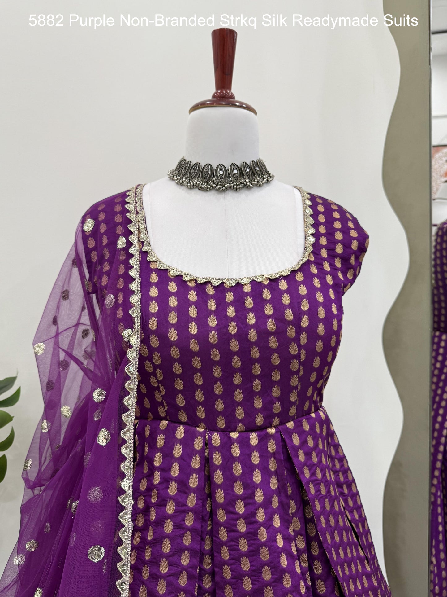 5882 Purple Non-Branded Strkq Silk Readymade Suits