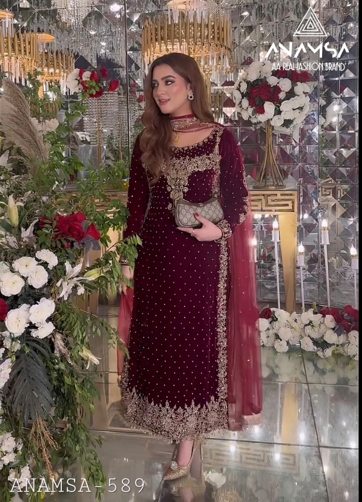 589 Anamsa Moti Work Pakistani Salwar Suits