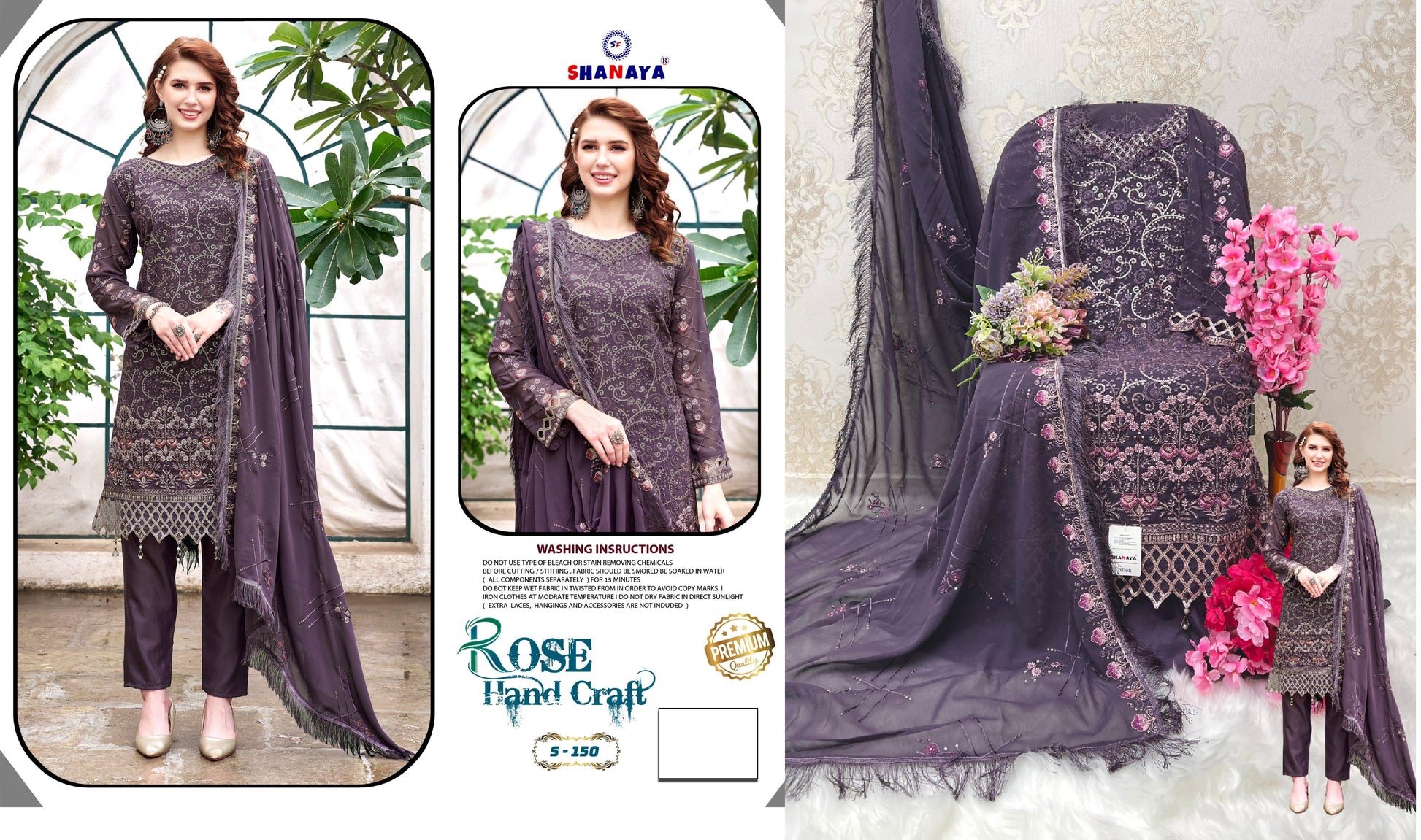 S-150 Rose Hand Craft Shanaya Fashion Pakistani Salwar Suits