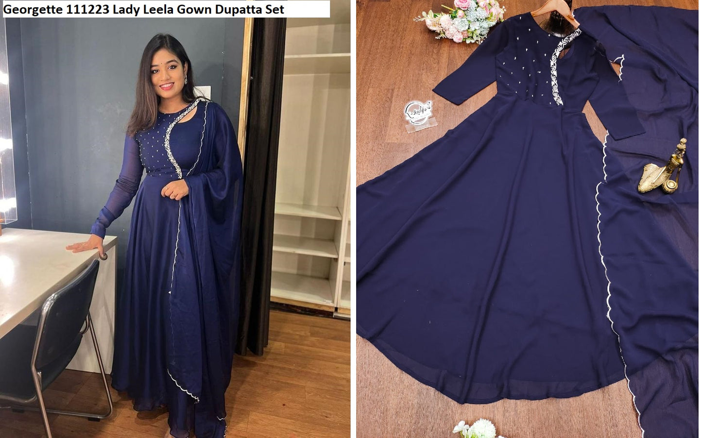 Georgette 111223 Lady Leela Gown Dupatta Set