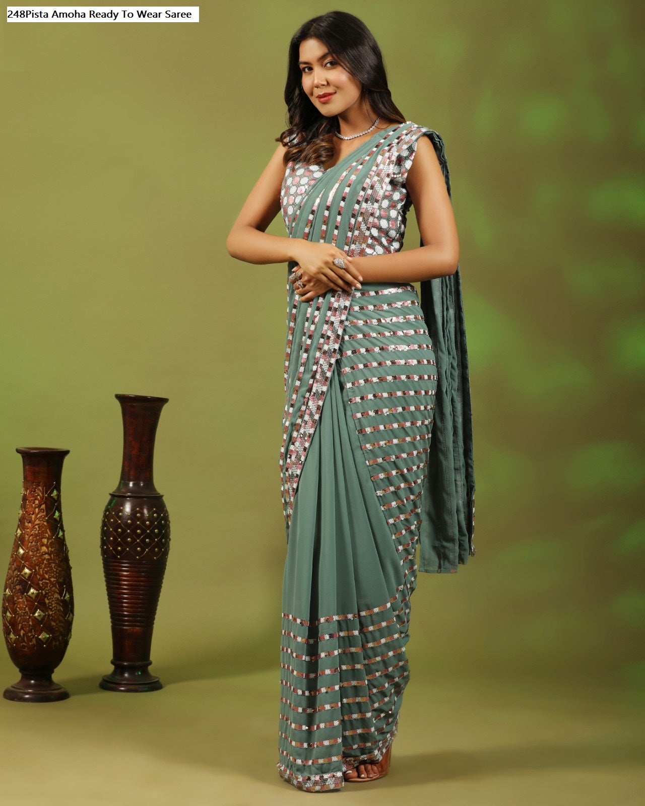 248Pista Amoha Ready To Wear Saree