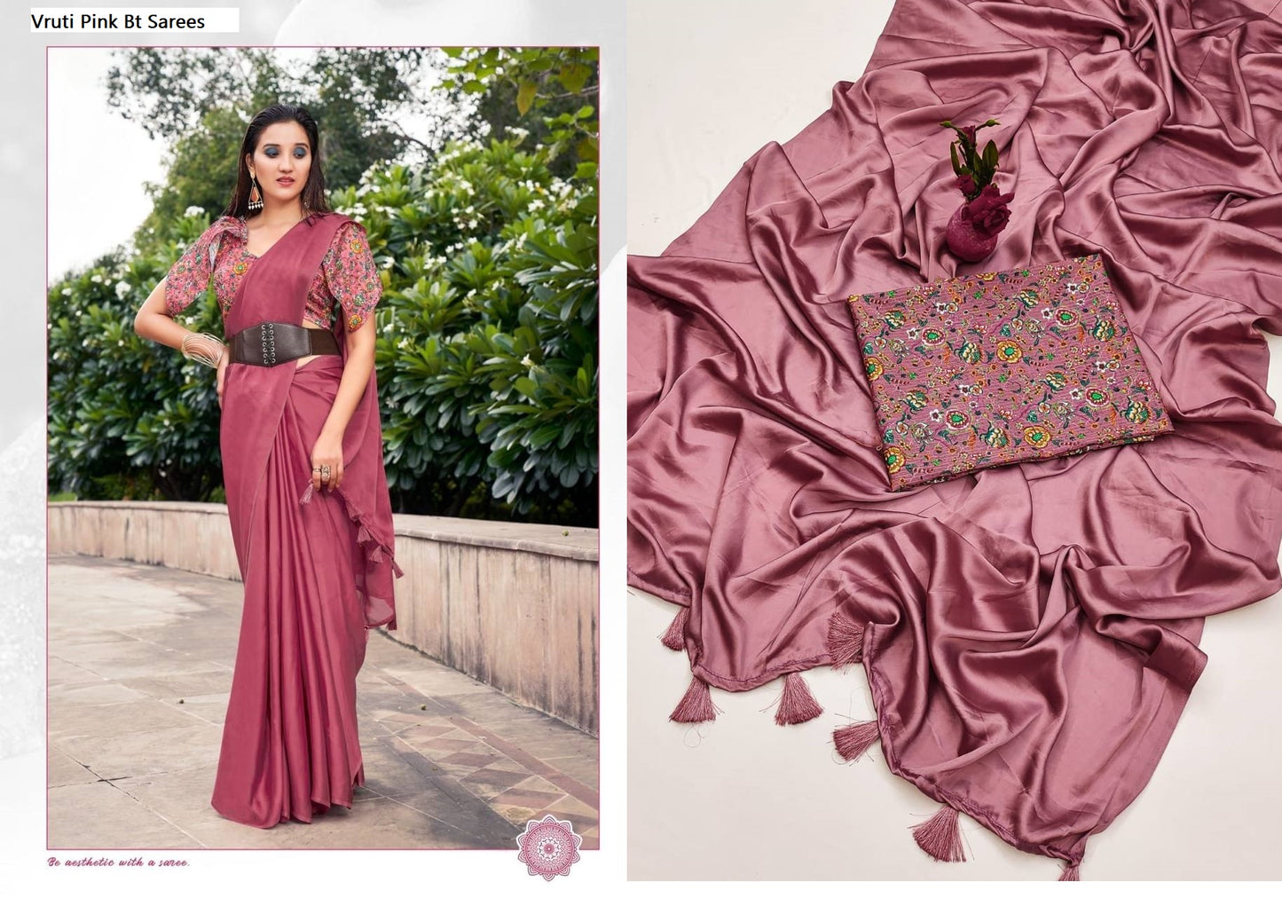 Vruti Pink Bt Sarees