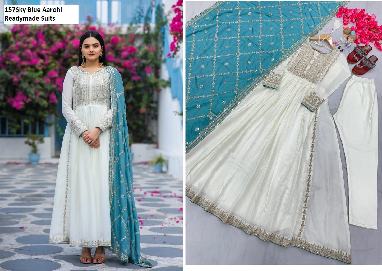 157 Sky Blue Aarohi Readymade Suits