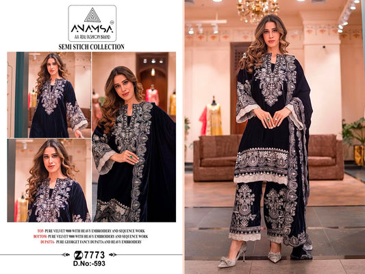 593 Anamsa Embroidered Velvet Suits