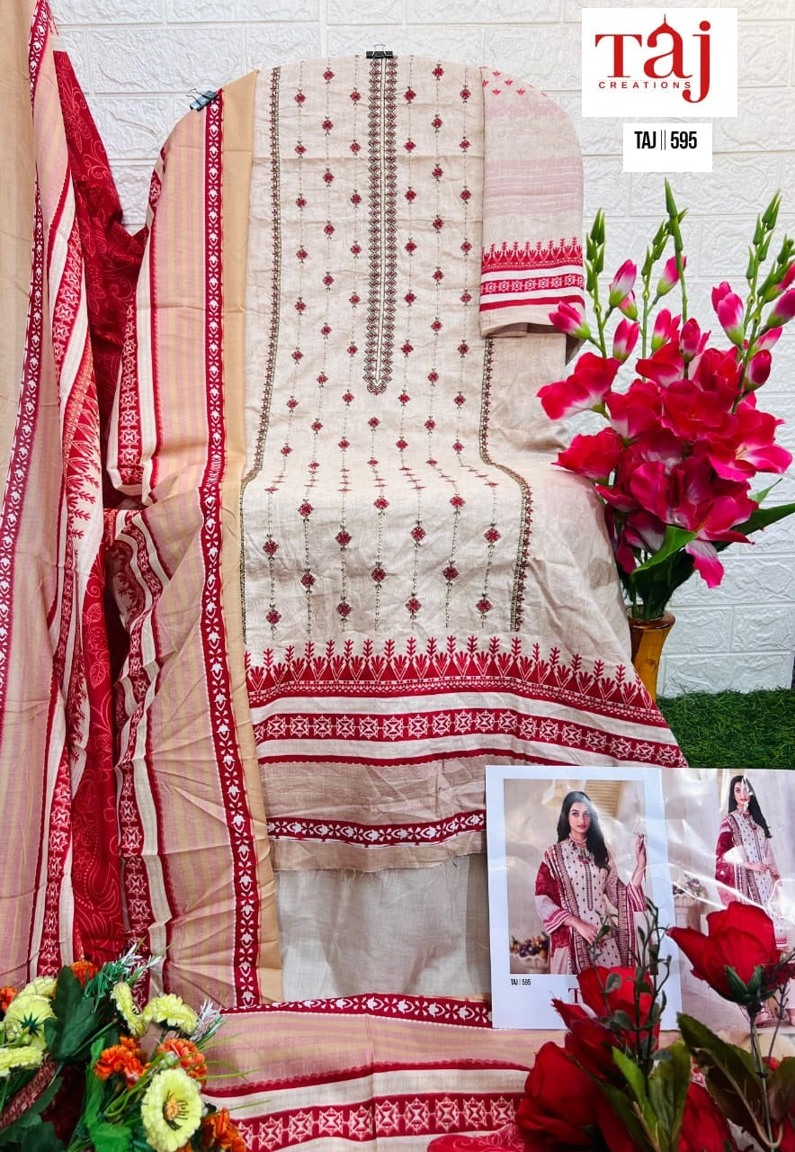 595 Taj Creations Embroidery Pakistani Salwar Suits