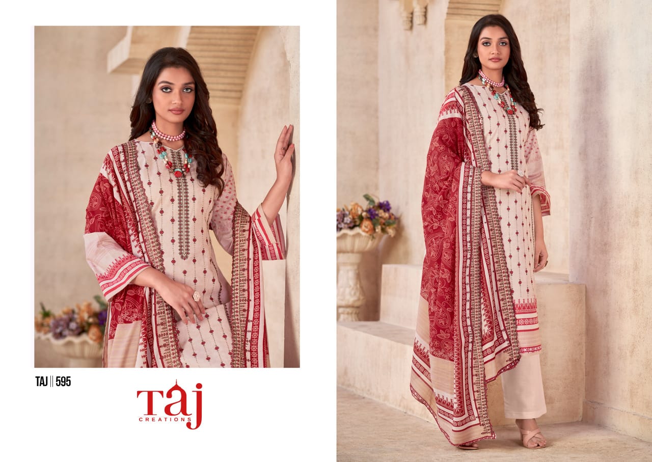 595 Taj Creations Embroidery Pakistani Salwar Suits