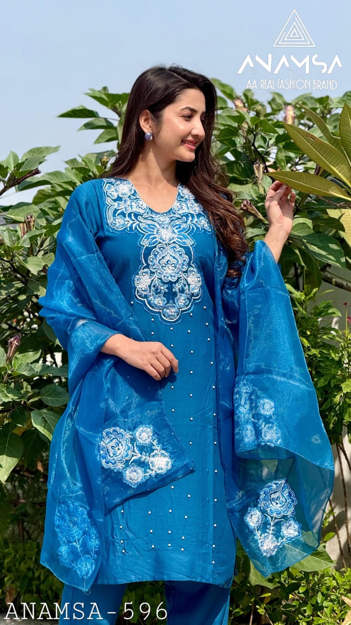 596 Anamsa Embroidered Pakistani Readymade Suits