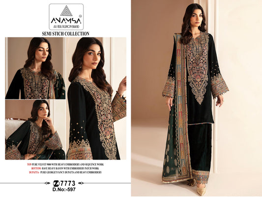 597 Anamsa Sequence Work Velvet Suits