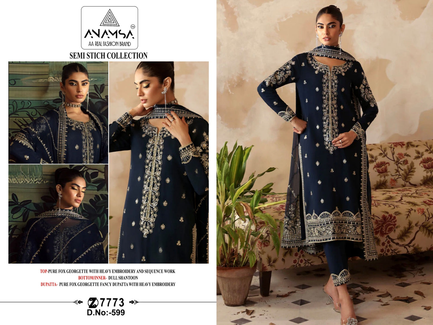 599 Anamsa Sequence Work Pakistani Salwar Suits
