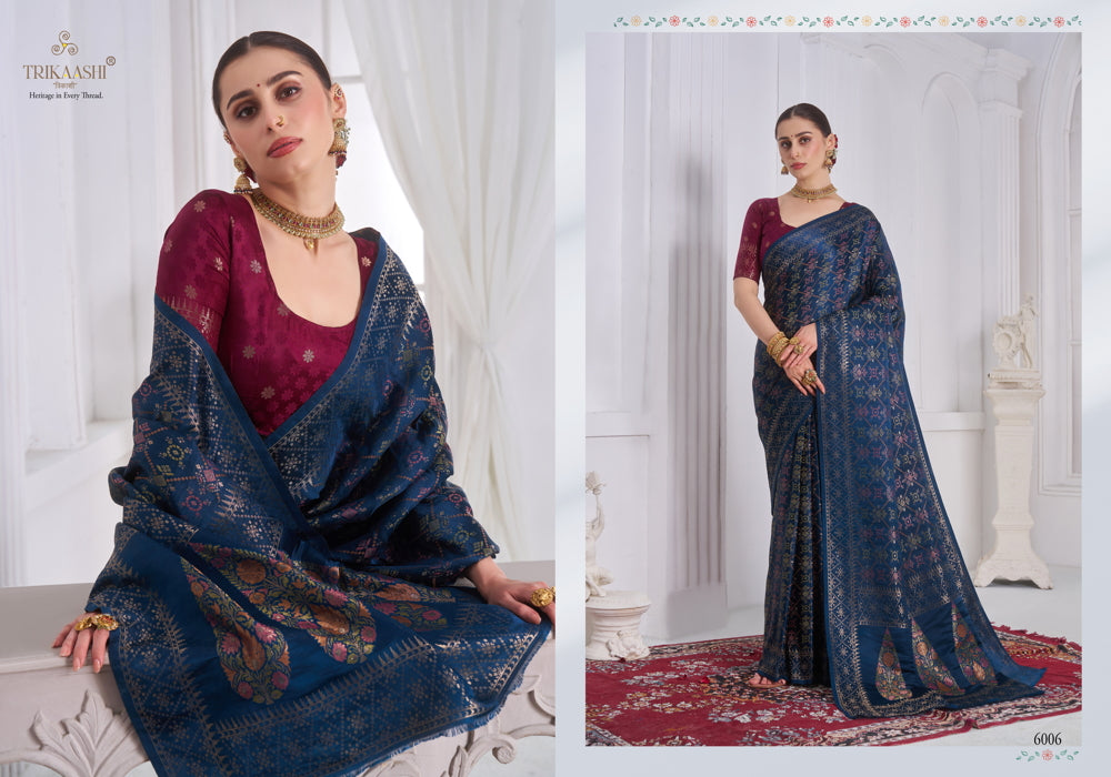 6006 The Queen Trikaashi Nv Satin Sarees