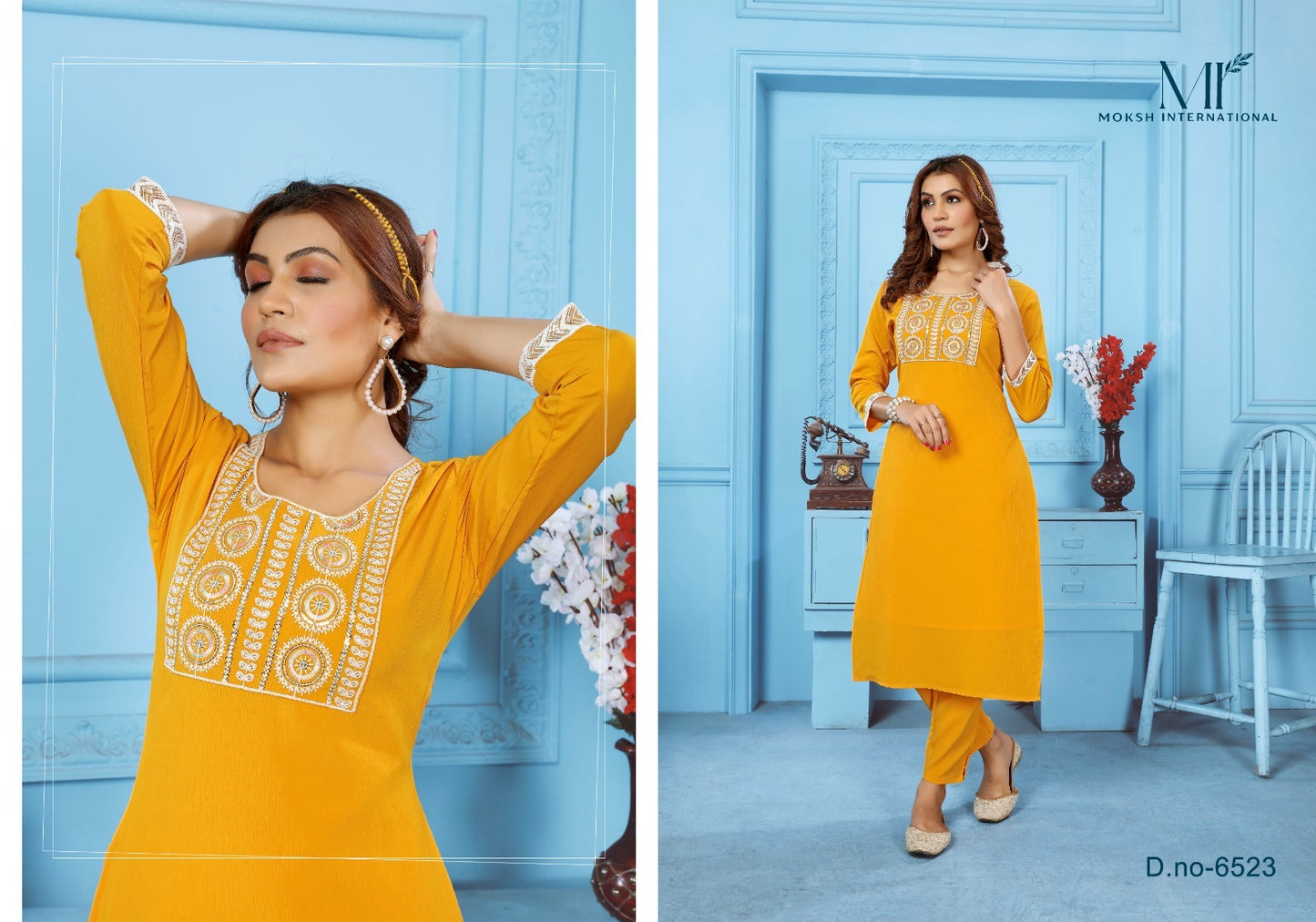 6523 Goldy Vol 2 Moksh Kurti Pant Set