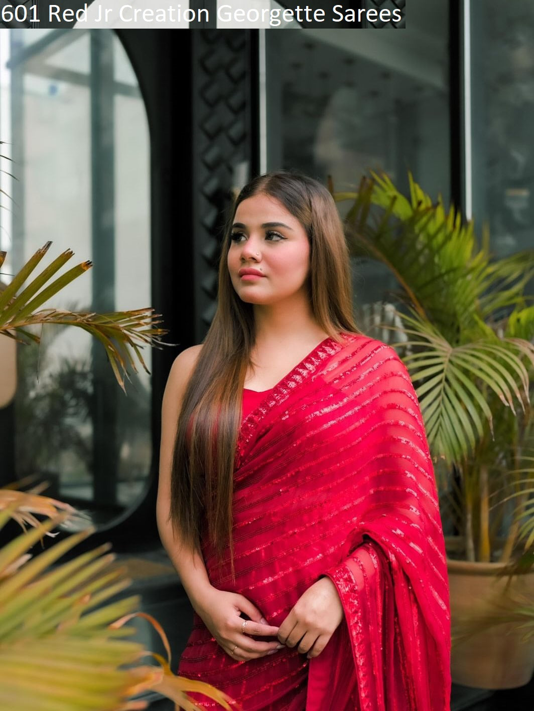601 Red Jr Creation Georgette Sarees