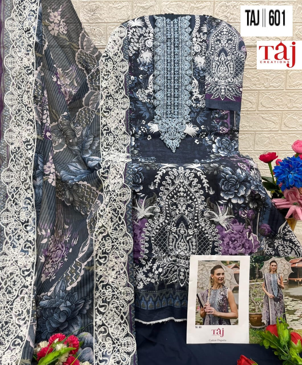 601 Taj Creations Embroidery Pakistani Salwar Suits