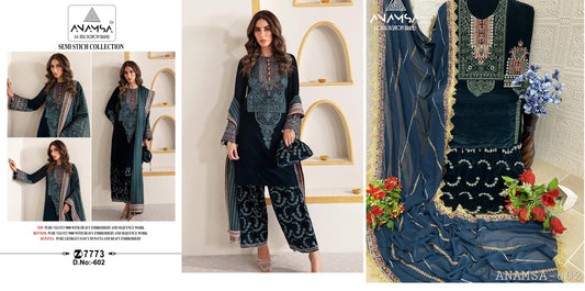 602 Anamsa Sequence Work Velvet Suits