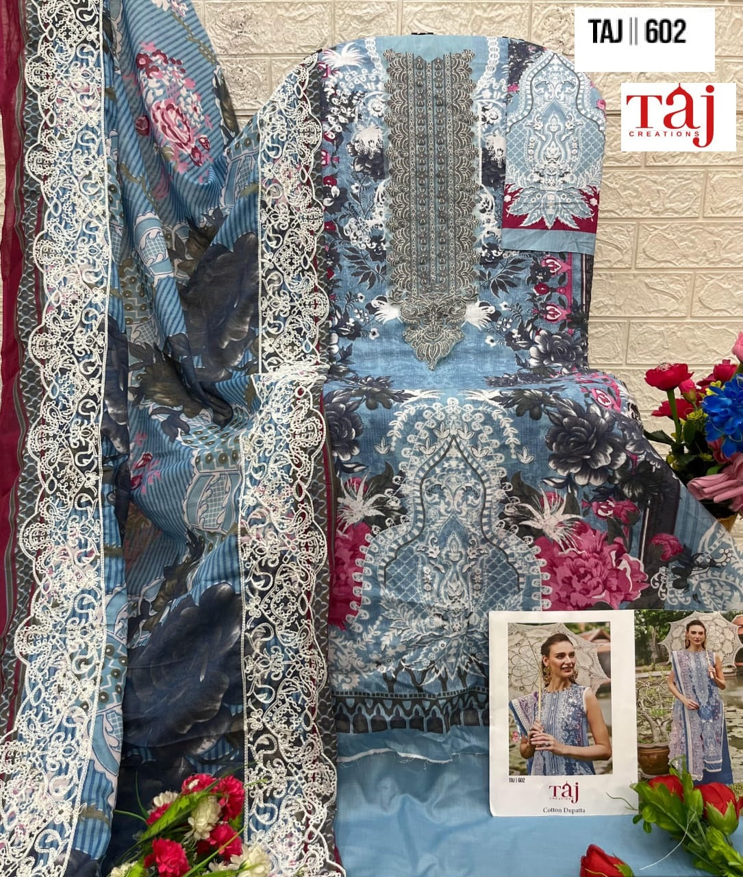 602 Taj Creations Embroidery Pakistani Salwar Suits