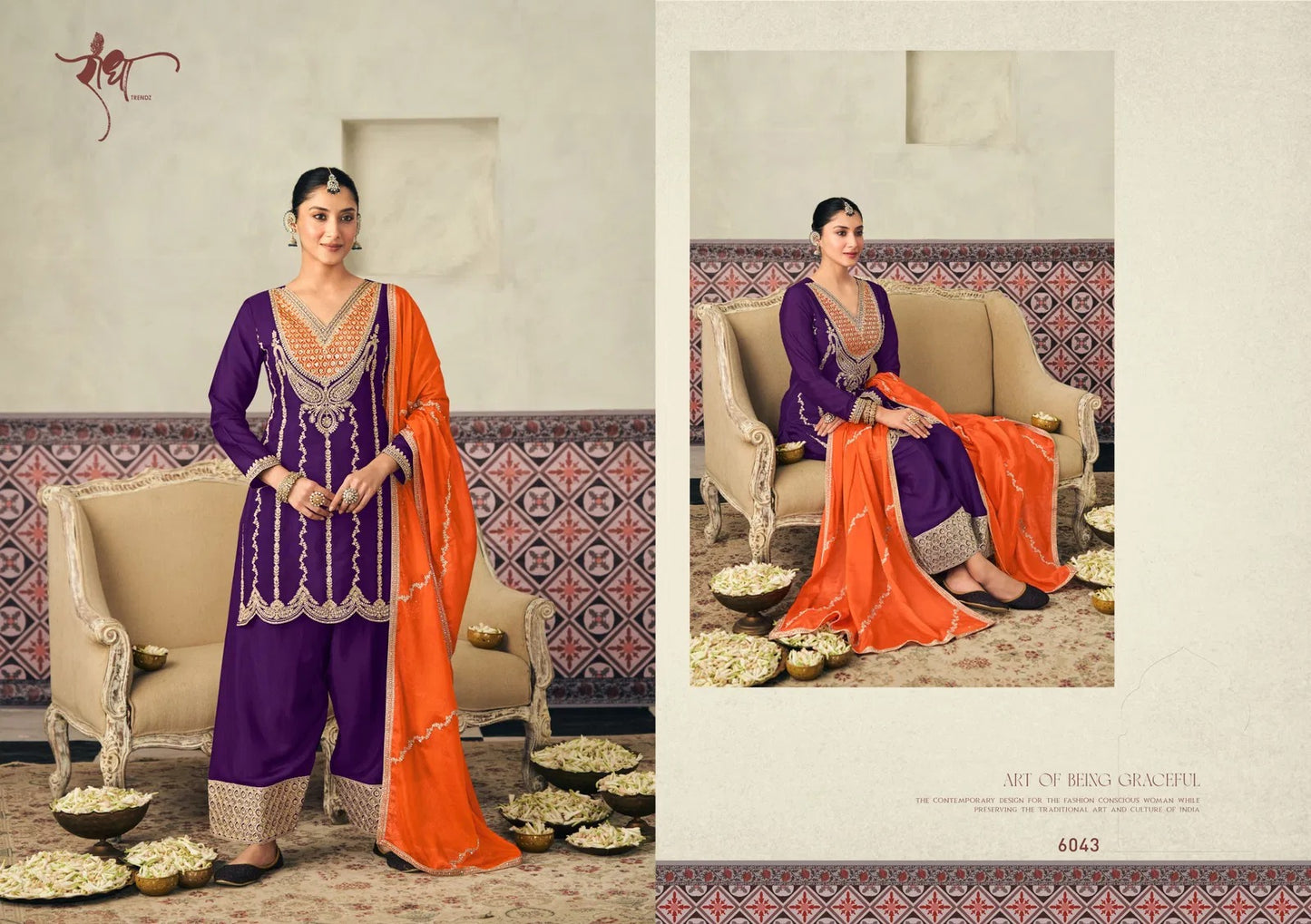 6043 Heer Radha Trendz Chinon Readymade Suits