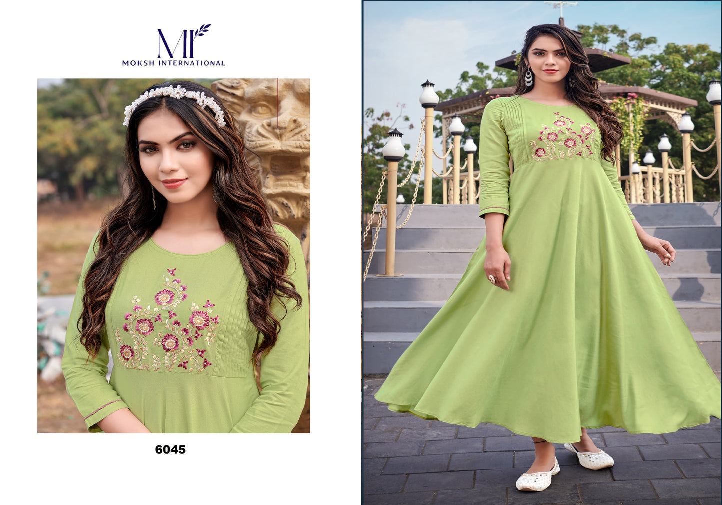 6045 Ravia Vol 1 Moksh Heavy Rayon Kurti