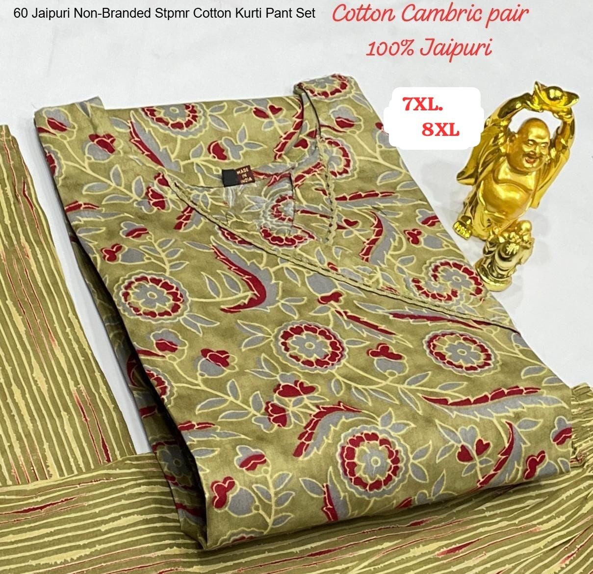 60 Jaipuri Non-Branded Stpmr Cotton Kurti Pant Set