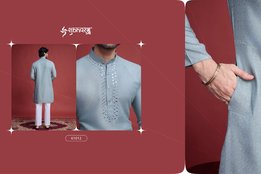 61012 Classy Shubhvastra Mirror Work Mens Kurta