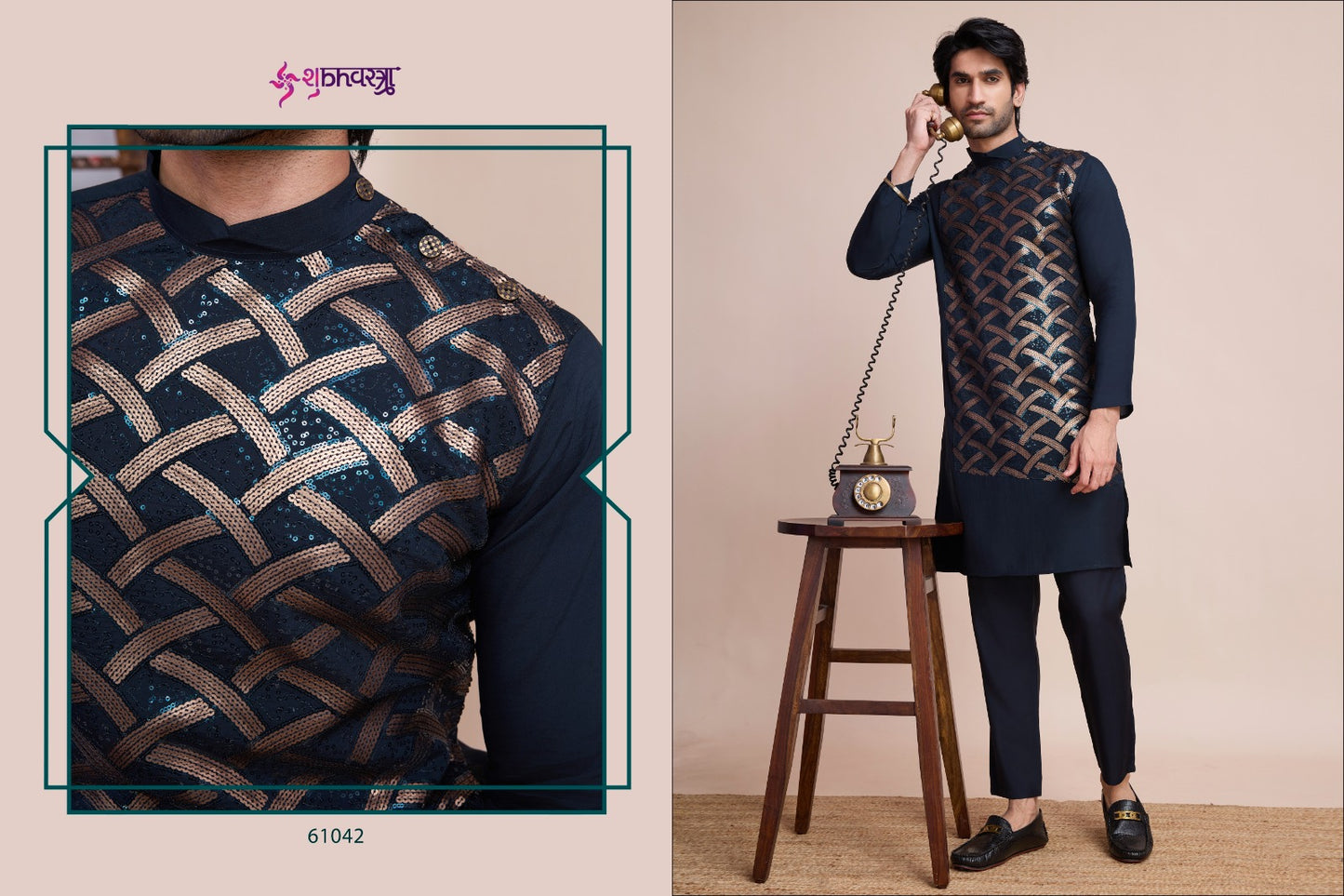 61042 Menswear Vibes Shubhvastra Silk Mens Kurta