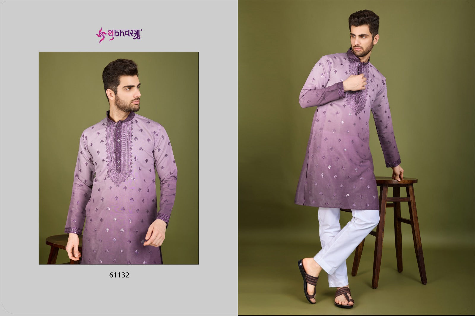 61132 Regal Shubhvastra Viscose Silk Mens Kurta