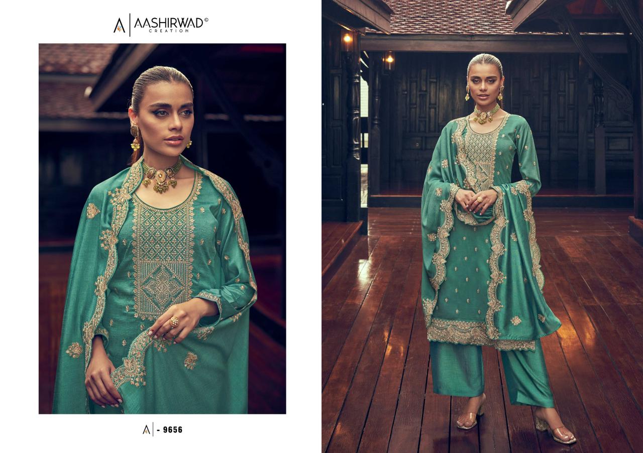 9656 Manya Aashirwad Creation Unstitched Suits