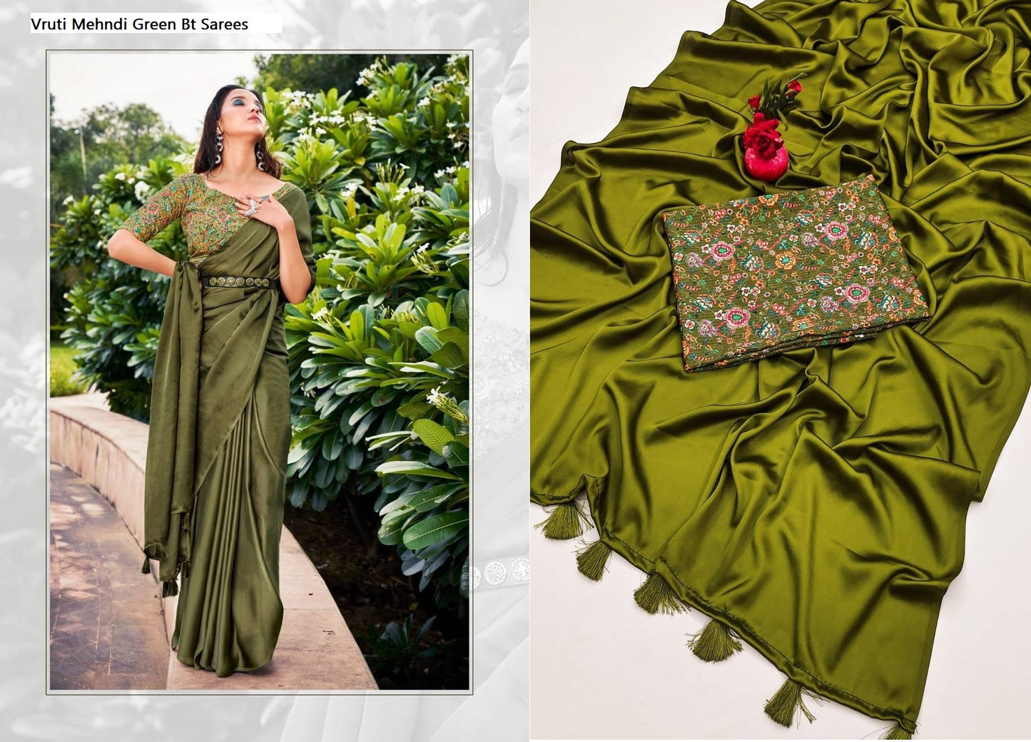 Vruti Mehndi Green Bt Sarees