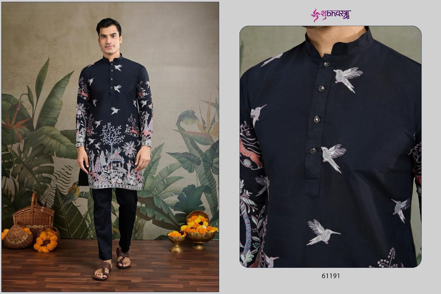 61191 The Desi Edit Shubhvastra Viscose Silk Mens Kurta