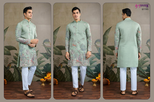 61195 The Desi Edit Shubhvastra Viscose Silk Mens Kurta