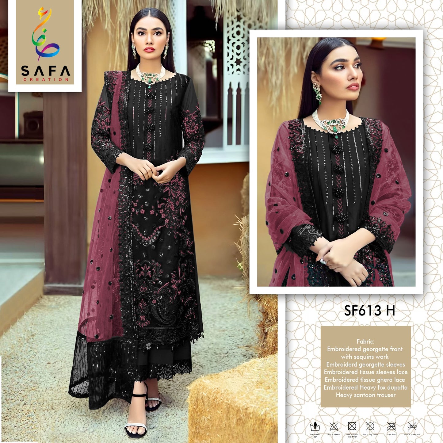 613-H Safa Creation Embroiderey Pakistani Salwar Suits